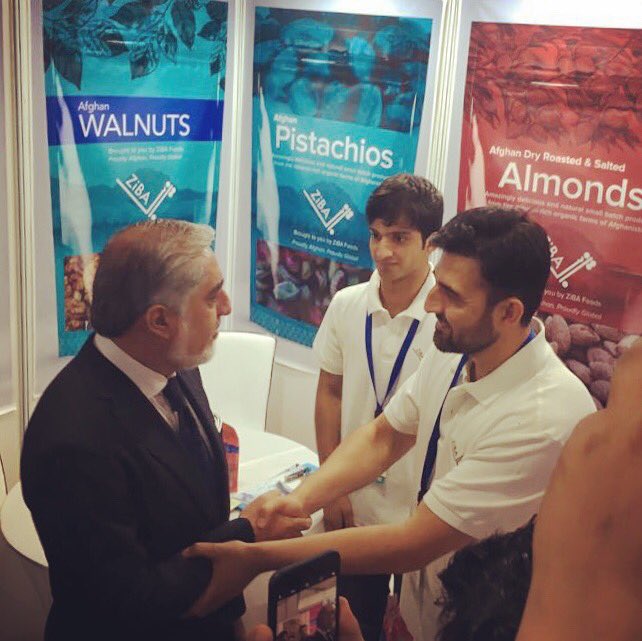 zibafoods's tweet photo. Team ZiBA welcomed CE Dr. Abdullah Abdullah to our booth at the #Afghanistan - #India trade &amp; investment show today! https://t.co/a5yODzLfYM