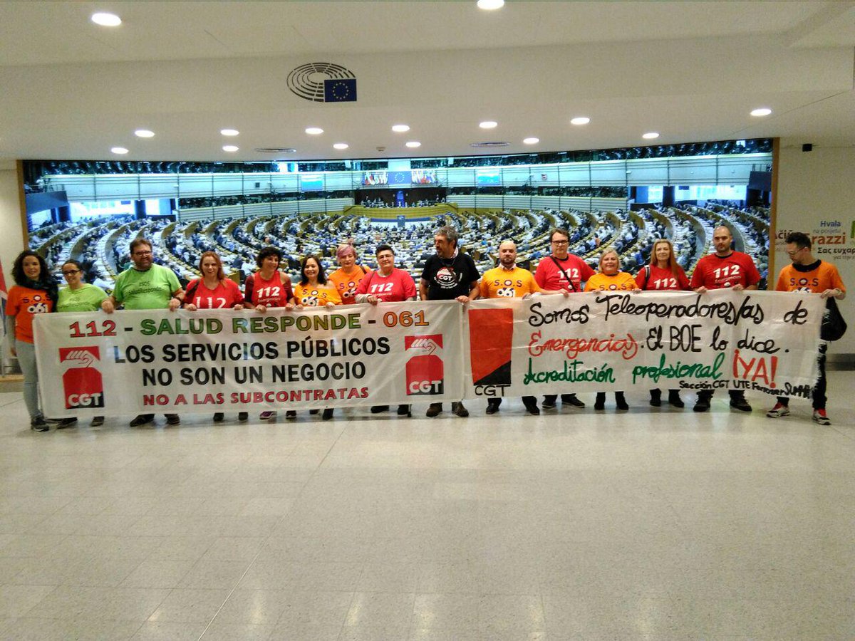 Los teleoperadores de emergencias defienden en el <a href="/Europarl_ES/">Parlamento Europeo en España</a> que los servicios públicos no son un negocio. #112enBruselas