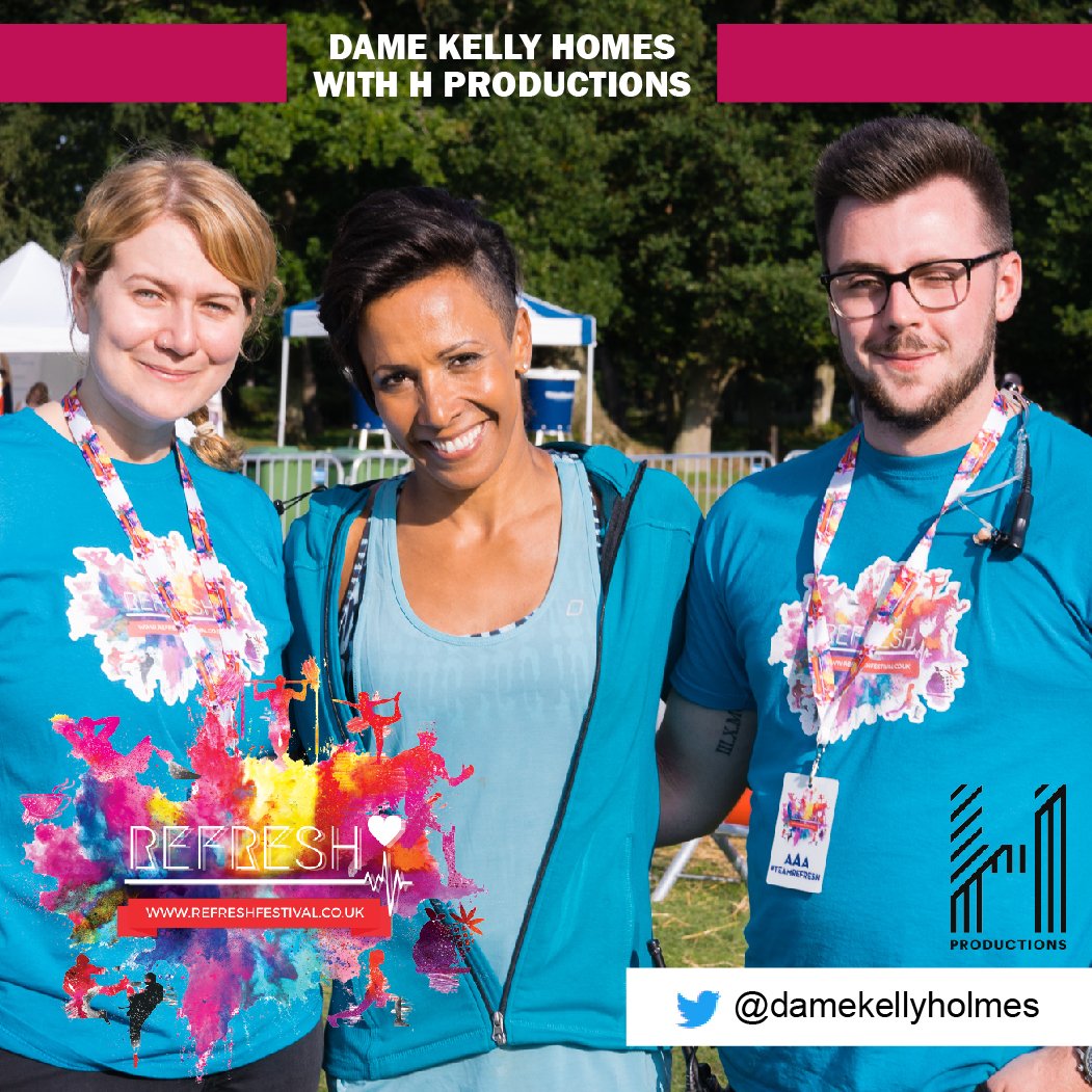The fabulous <a href="/hproductions/">hproductions</a> put on an amazing show at <a href="/Refresh_Fest/">RefreshFestivalUK</a>, here we have founders Jay and Helen with @damekellyholmes #TEAM