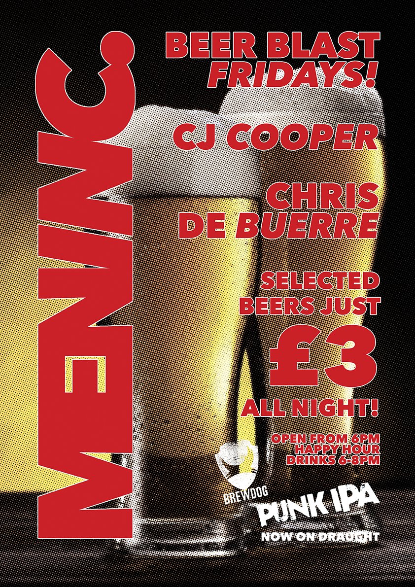 This Friday Beer Blast at MenInc and music by CJ Cooper + Chris de Buerre!
#meninc