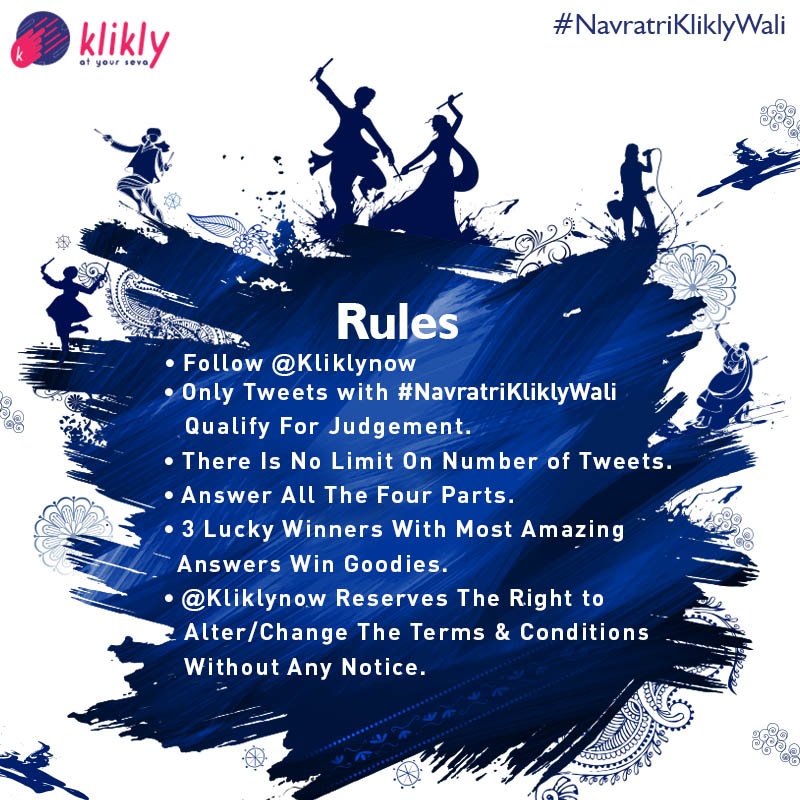 Go through the T&amp;C/Rules! #Contest #NavratriKliklyWali and we shall begin the excitement 01:15 PM Sharp!! 

#Navratri2017 #NavratriSpecial
