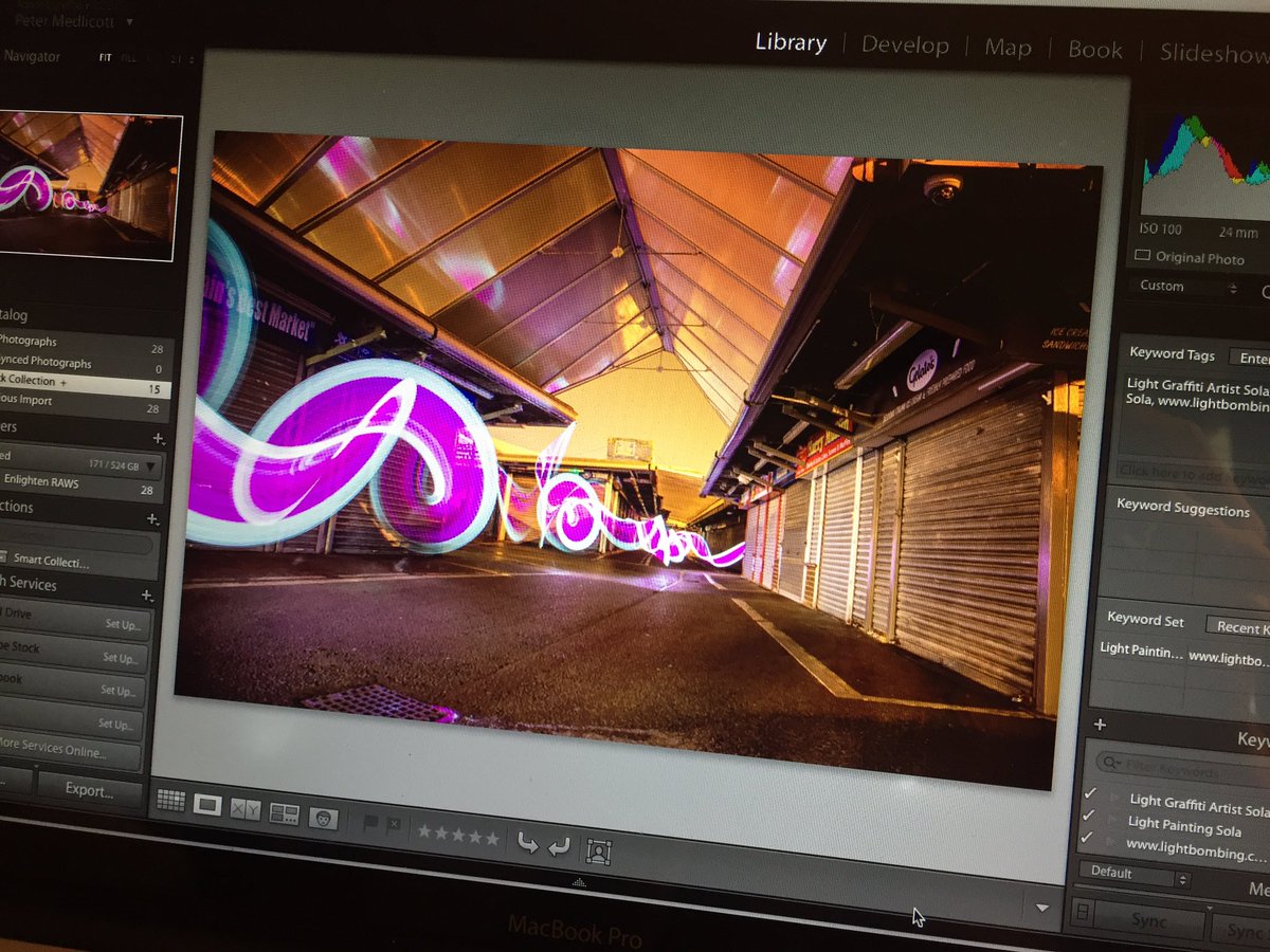 this_is_sola's tweet photo. Day one of shooting for #enlightenbury with @curatedplace   Looking good Bury, you're looking good #lightgraffiti https://t.co/Ss9Cbp3ogX