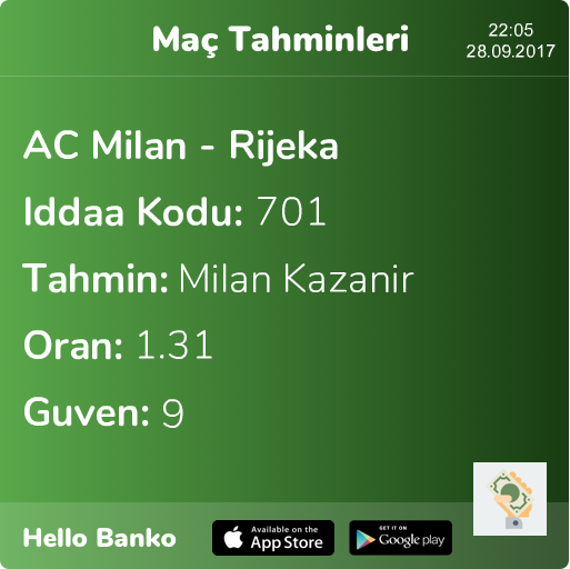 HelloBankoApp's tweet photo. Günün Maçı https://t.co/ryBwk24DJJ #iddaa #iddaakuponu #bahis #bahiskuponu #tahmin #banko #bankomaçlar #bankokupon #bet #bets #ücretsizkupon https://t.co/3wcGZv4zZv