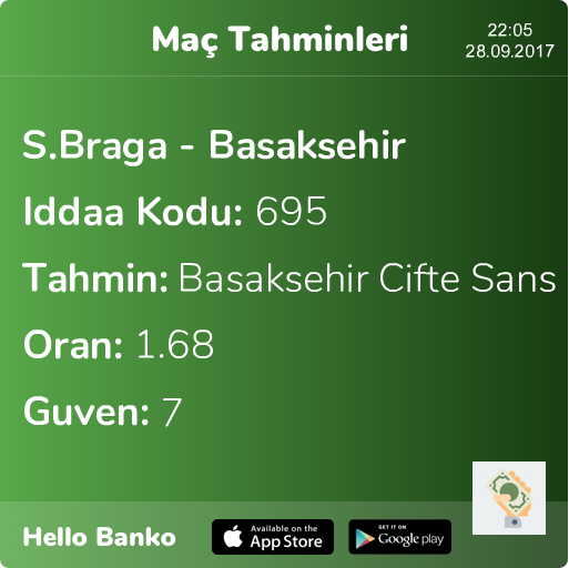 HelloBankoApp's tweet photo. Günün Maçı https://t.co/ryBwk24DJJ #iddaa #iddaakuponu #bahis #bahiskuponu #tahmin #banko #bankomaçlar #bankokupon #bet #bets #ücretsizkupon https://t.co/ijS5mtSSXW