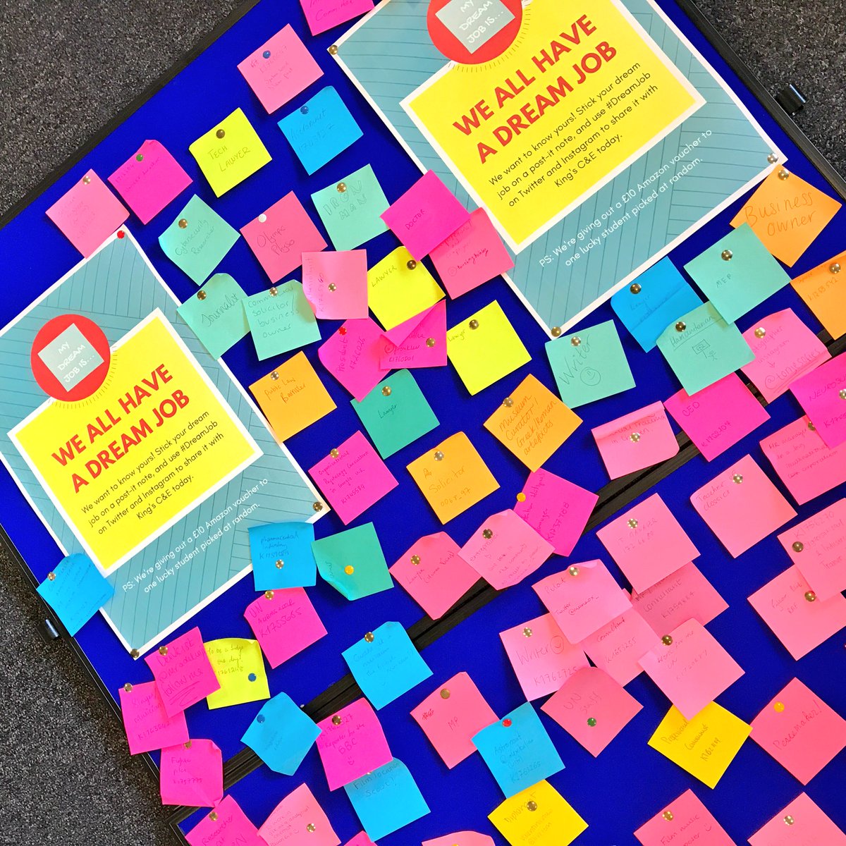 KingsCareers's tweet photo. We've picked our #dreamjob winners from welcome week! We loved reading all of them! #welcome2kings #kingscareers https://t.co/kiGExaXX6M