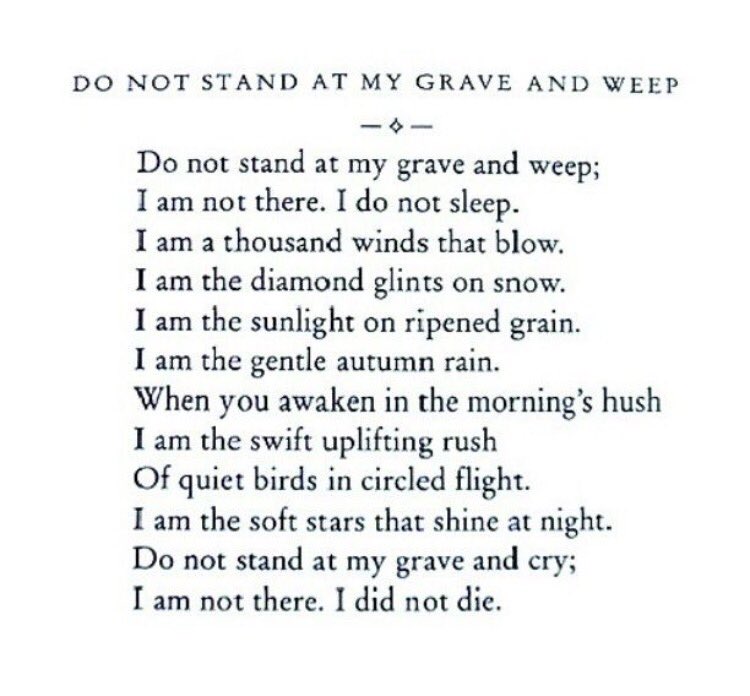 do not stand at my grave and weep reading