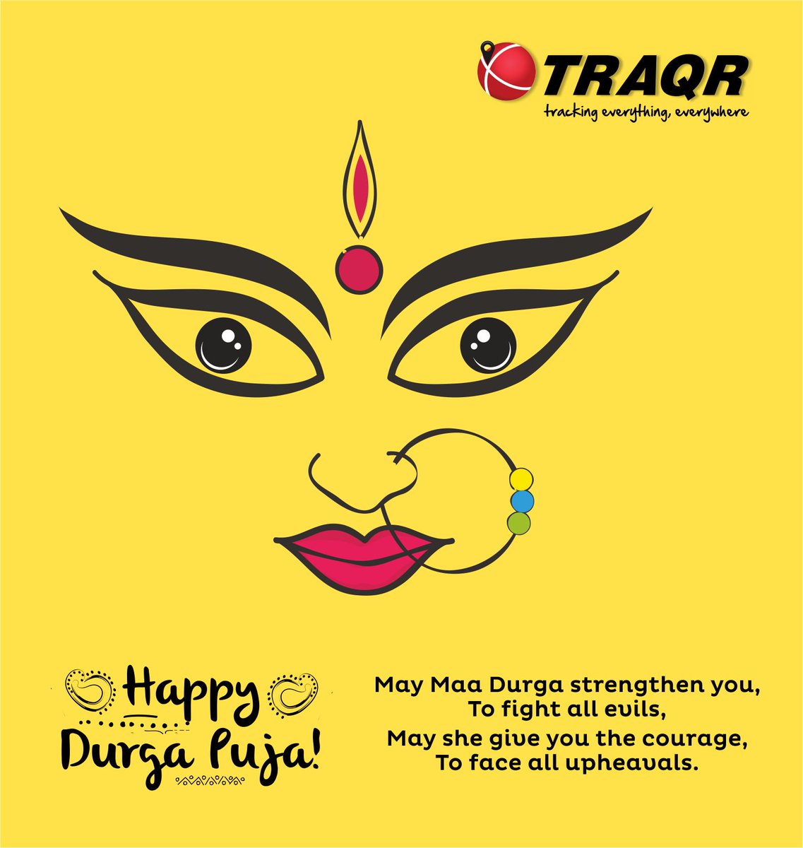 traqr's tweet photo. May Maa Durga strengthen you,
To fight all evils,
May she give you the courage,
To face all upheavals.
Happy Durga Puja! https://t.co/yOb6XBdRou