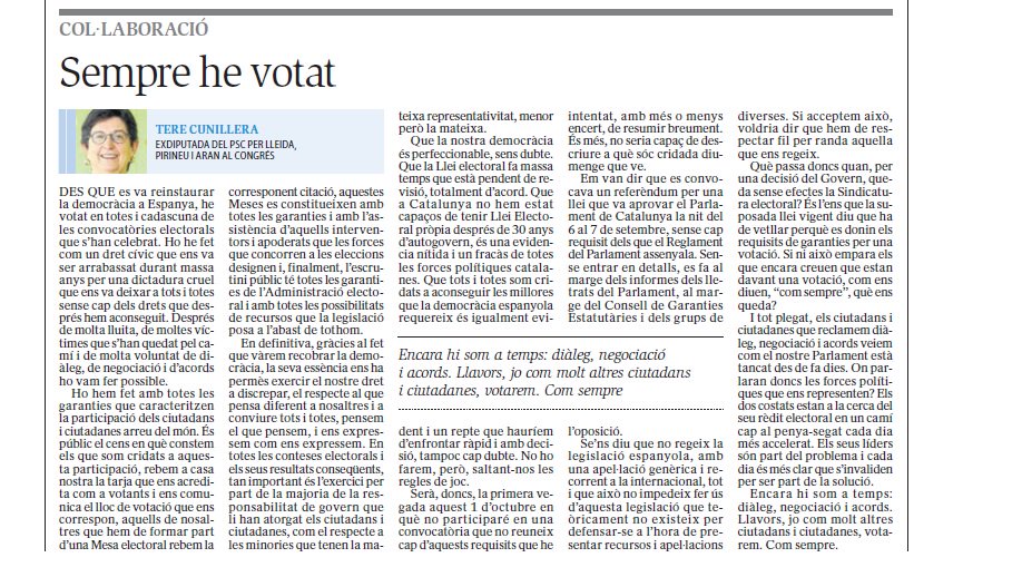 Encara hi som a temps: Diàleg, negociació i acords per votar amb garanties. L'article de <a href="/tcunillera/">Teresa Cunillera</a> a <a href="/SEGREcom/">SEGRE</a> comlleida.socialistes.cat/ca/noticia/sem…