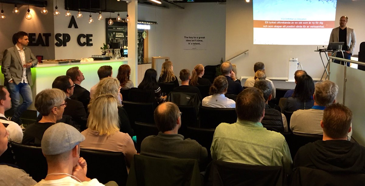 Our partner CGI, hosting lunch event about Innovation today, thank you @CGI_SE 
@Peder_Bjork @EvaMarieTyberg #innovation #cgisundsvall