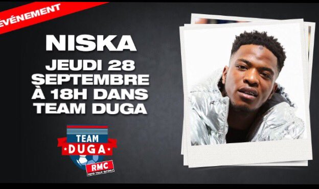 @TeamDugaRMC 18h : retour sur #PSGBayern + êtes vous rassure apres Hier + #SALOM. Invité exceptionnel : <a href="/Niska_Officiel/">NISKA 🦅</a> !!!