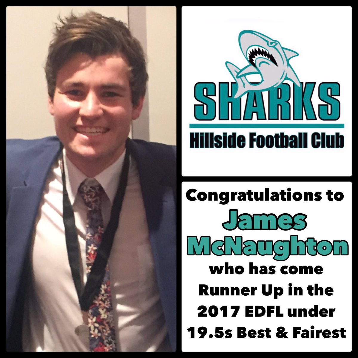 Congratulations to James McNaughton who has come Runner Up in the 2017 under 19.5s EDFL Best &amp; Fairest