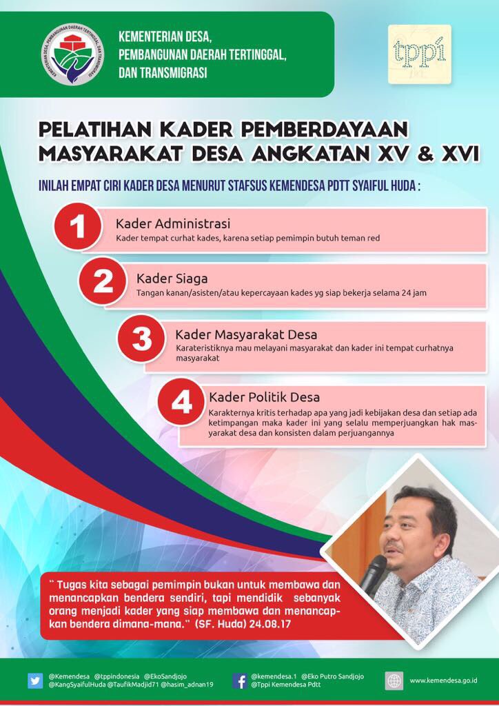 4 ciri Kader pemberdayaan Masyarakat Desa olh kang @KangSyaifulHuda (stafsus Kemendesa PDTT) <a href="/KemenDesa/">Fast Track Travel</a> <a href="/EkoSandjojo/">Eko P. Sandjojo</a>