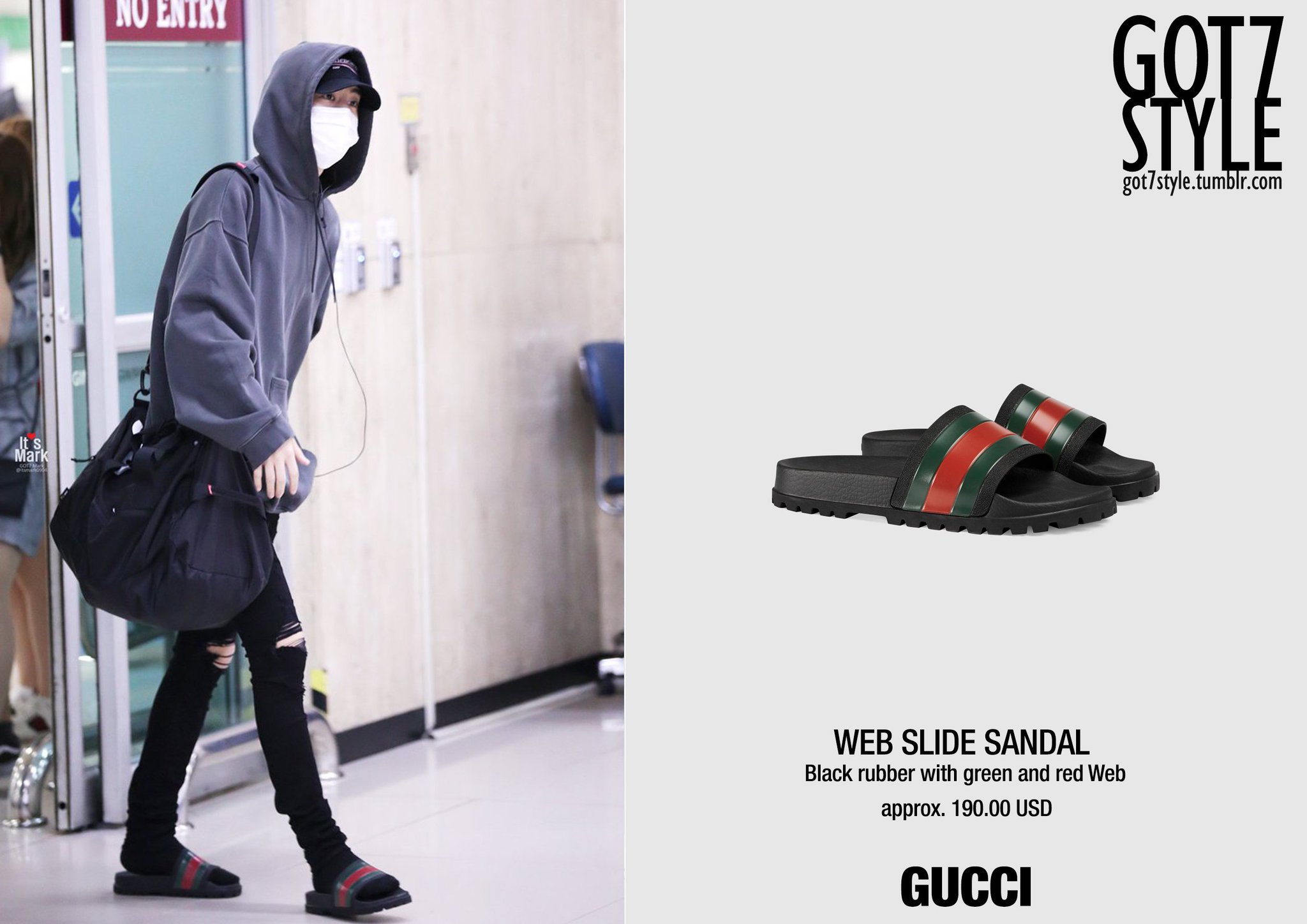 gucci web slide black