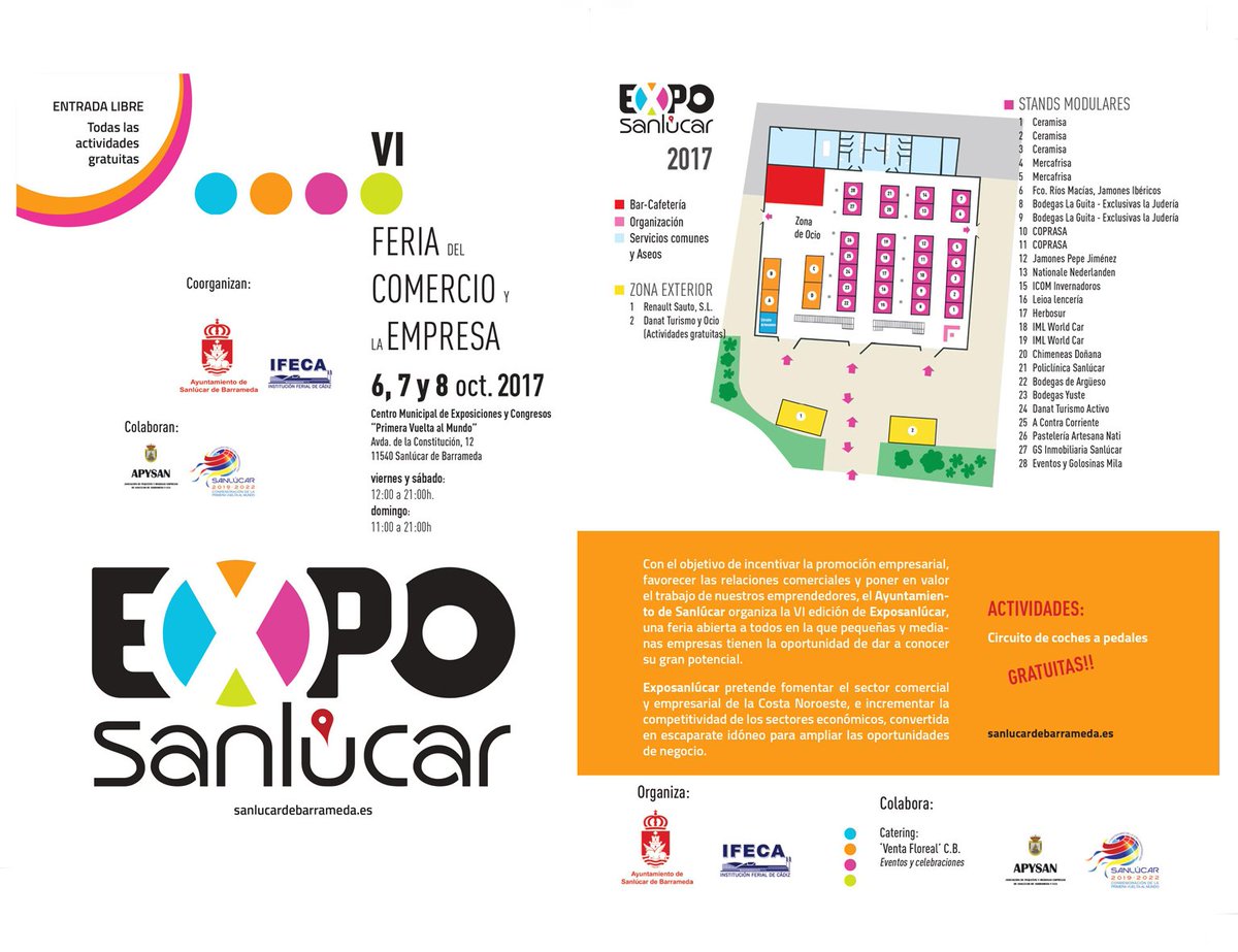 AytoSanlucar's tweet photo. La VI edición de la Feria del Comercio y la Empresa #ExpoSanlúcar 2017 contará con 30 firmas de la comarca
👉https://t.co/WjKwL8C58I https://t.co/FktYCFEEW7