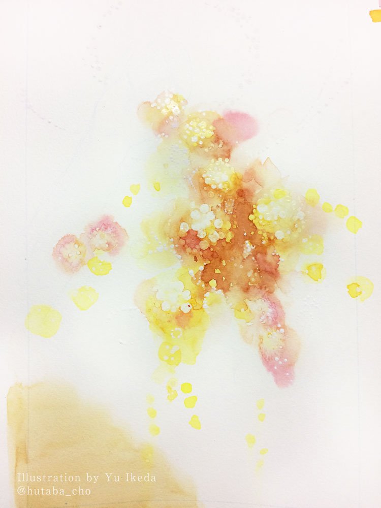 池田 優 3 15 あたらしく 下北沢 A Twitteren ウィンザーアンドニュートン コットマンウォーターカラー モニター 光の部分のグラデーションが大切なのでまずここをせめてます 黄 赤系を 次に背景の空となる青系を塗り重ねました 落ち着いた色に