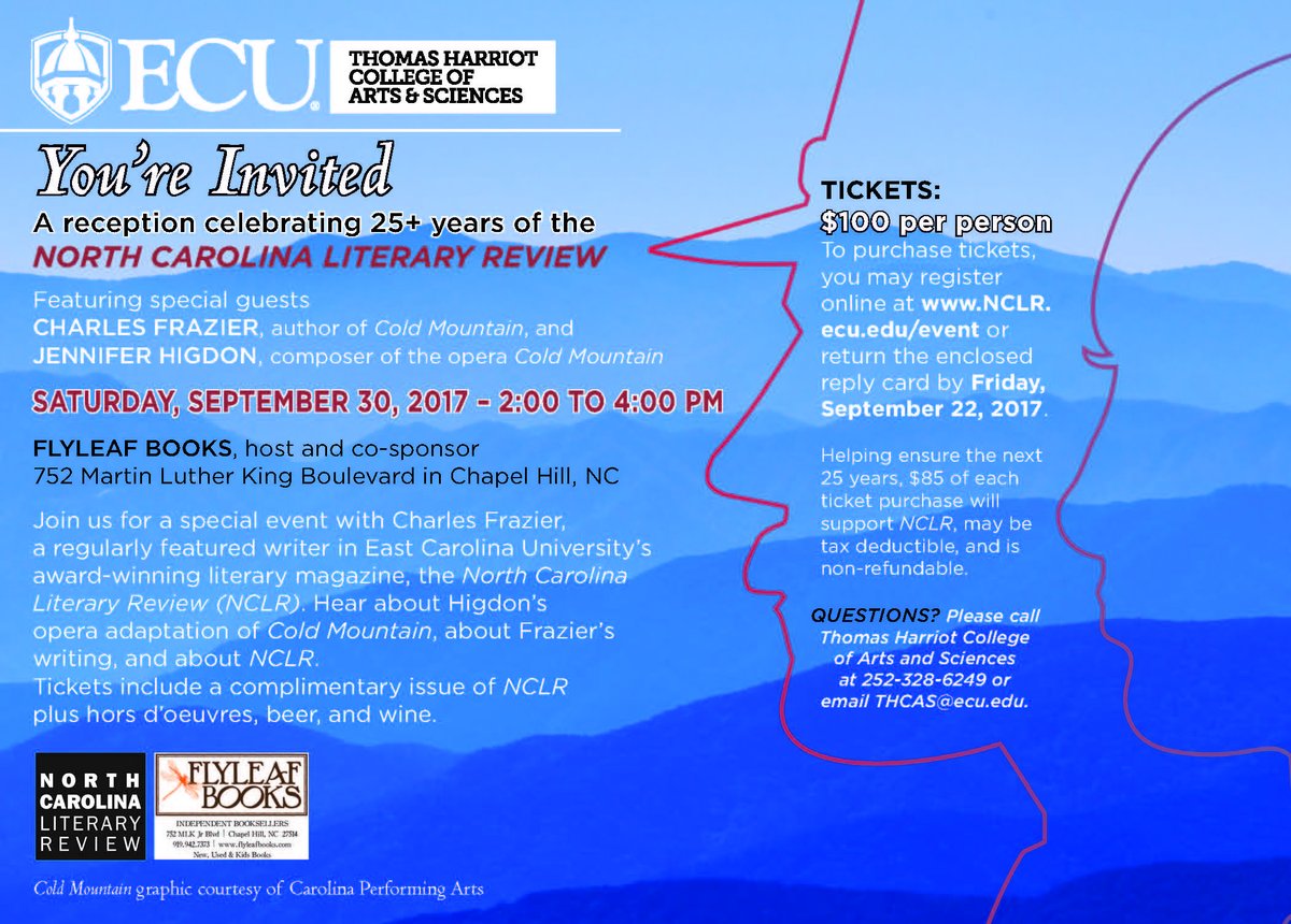 Help support the next 25 years of ECU’s literary magazine, the NCLR. Registration extended. Event: 9/30. #ECU #NCLR ow.ly/8euZ30eXixo