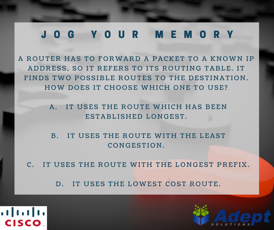 adeptzim's tweet photo. It's that time again to #JogYourMemoryWithAdept
Today we are calling out all those into #Cisco #Networking technologies #IPRouting #ICND https://t.co/9T8SxMCtzO
