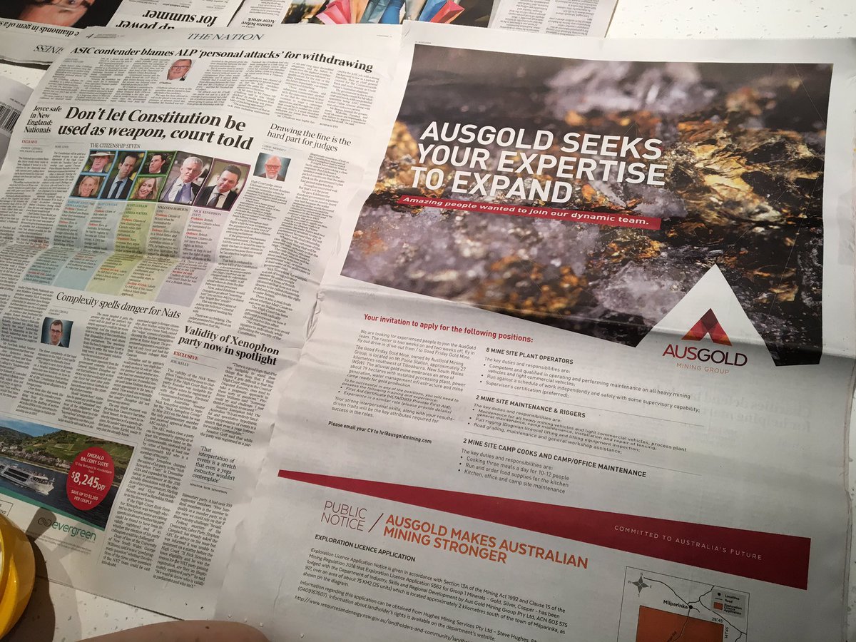 PDGarvey's tweet photo. You know you're deep in a gold boom when a miner takes a full-page ad in the national paper seeking two cooks https://t.co/jbALqBcU0J