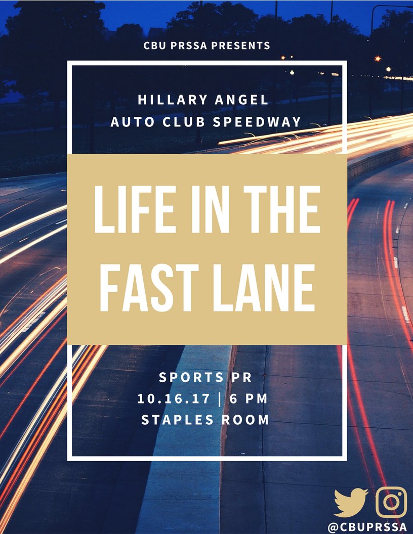 CBUPRSSA's tweet photo. @calbaptist students: If you're interested in sports PR, marketing, comm., we highly suggest attending the event this Monday!
#cbuprssa https://t.co/Bz1o21dT2m