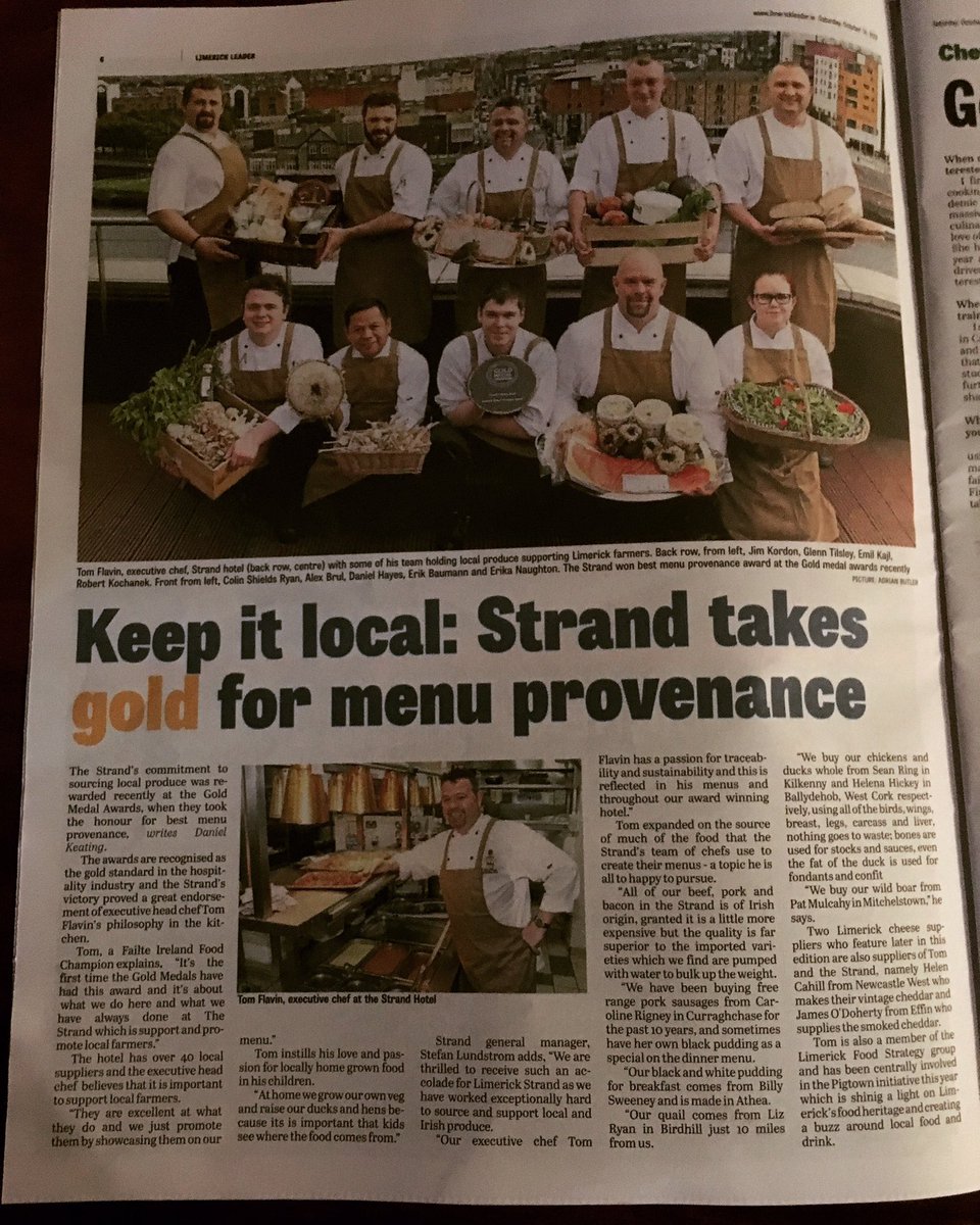 FlavinTom's tweet photo. Delighted with the write up in @limerickleader this week for our menu provenance award at the Gold Medal Awards #supportlocal #localfood https://t.co/poRkWlWGAV