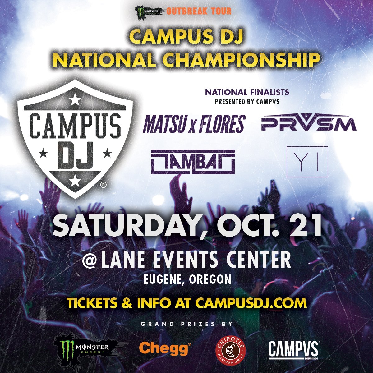 campusDJ's tweet image. The '16-17 Championship at @uoregon w/ @fettywap! Prizing from @MonsterEnergy @Outbreakpresnts @Chegg @chipotletweets &amp;amp; @Campvsofficial!