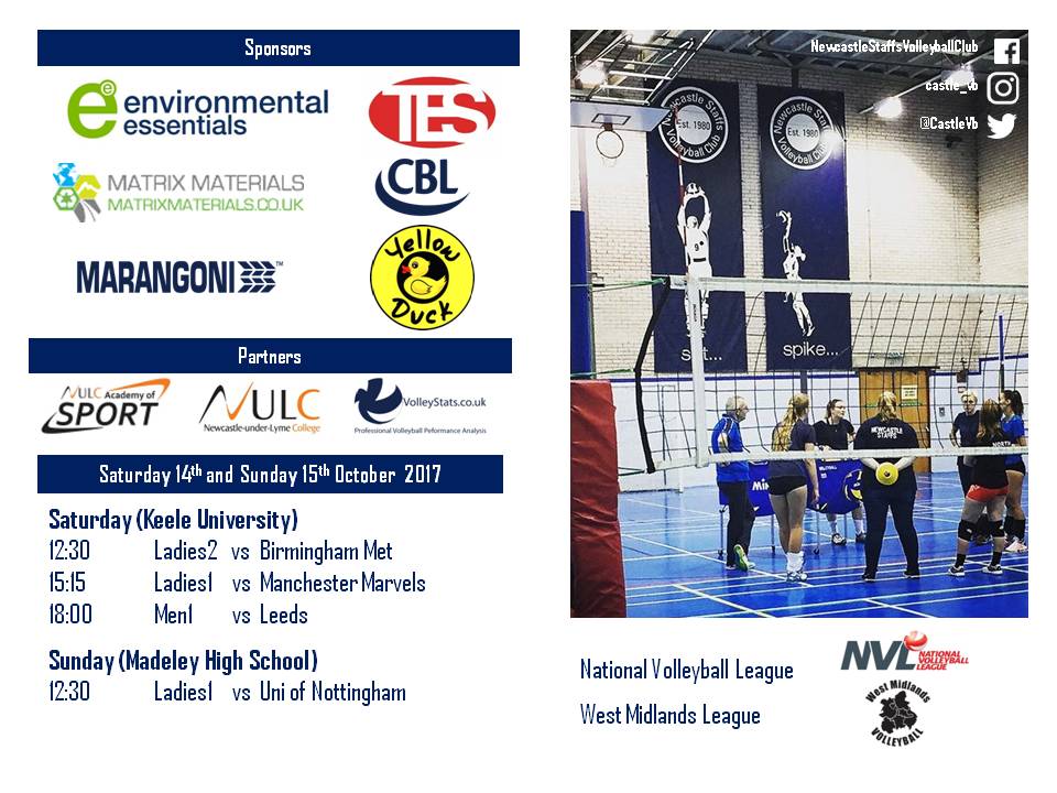 Come along this Saturday and Sunday for big matches in the <a href="/VballEngland/">Volleyball England</a> NVL and <a href="/VolleyballWM/">West Mids Volleyball</a> league! <a href="/LeedsVolleyball/">Leeds Gorse VC</a> <a href="/MancMarvelsVC/">Manchester Marvels</a>