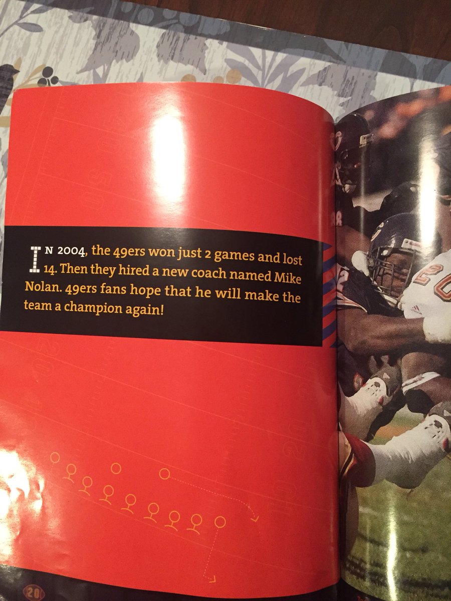 vtkrissy's tweet photo. This book from the school library may be a bit outdated. #49ers #mikenolan #sidelinesuits https://t.co/SUuVUmOSvv