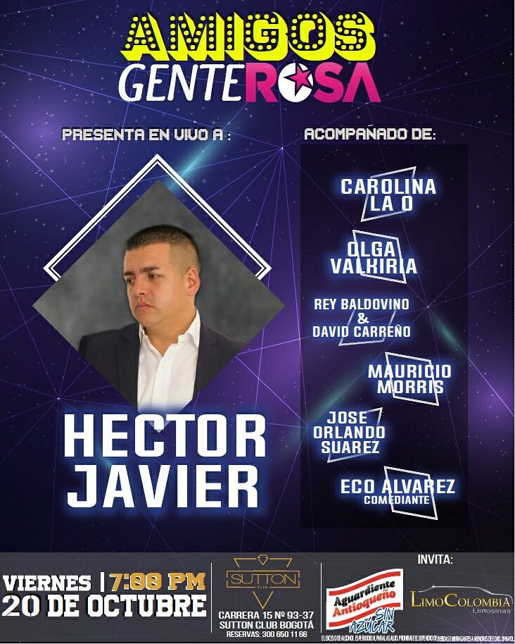 HectorJPopular's tweet photo. Familia! 
Estaré este viernes 20 de Octubre en #AmigosGenteRosa en Sutton Club Bogotá.Entrada libre inscríbete en https://t.co/GGMVOpqqd4 https://t.co/Rlxjb8M8WU