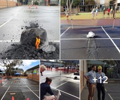 EngadineWestPS students arrived at school yesterday to a thrilling scene; a meteorite in the playground! bit.ly/2yku0zf  ☄🎆🎇