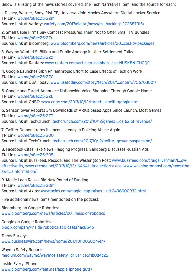 technarratives's tweet image. Daily Podcast Episode 76, for Oct 12, is up now on SoundCloud and soon in your podcast app: soundcloud.com/user-500920953… technarratives.com/2017/10/12/dai…