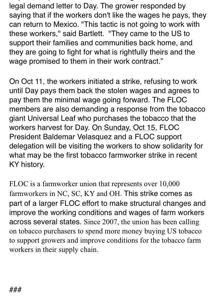 MichelleEBlau's tweet photo. Tobacco workers on strike in Paint Lick, KY. Show them some #1u solidarity @aflcio friends. https://t.co/AwqAokdd16