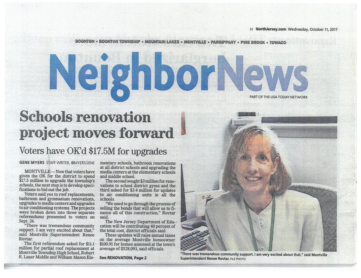MontvilleTwpSch's tweet photo. FRONT PAGE! @northjersey #NeighborNews! ThankYou Montville TWP! Renovation Prep is underway! https://t.co/eq6hiGFEVV https://t.co/IbeksHAtsi https://t.co/GCGXF3AEDo