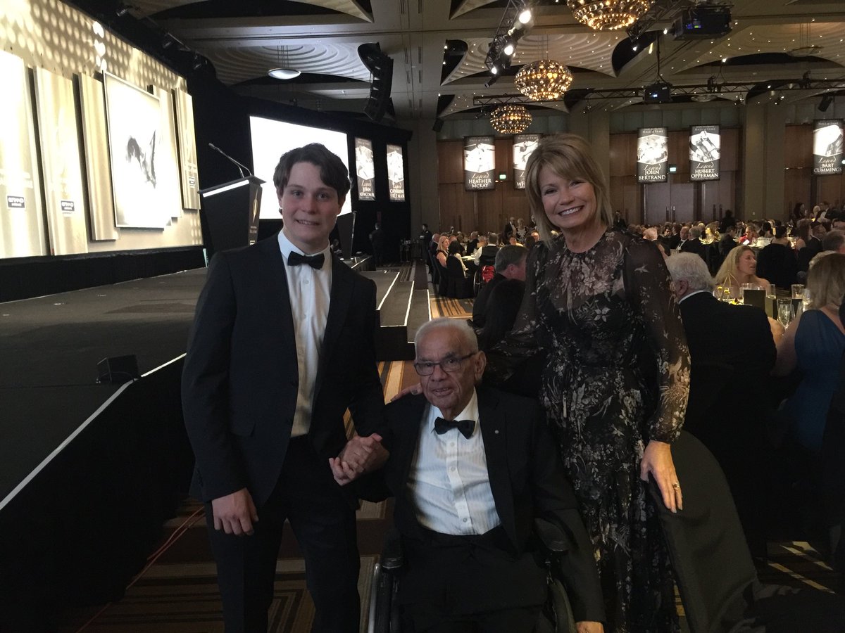 AUSParalympics's tweet photo. Trail blazer of Paralympic sport Uncle Kevin Coombs meets the future of Para-snowboard @BenTudhope &amp; his mother at the #SAHOF awards https://t.co/gVtgI0GufQ