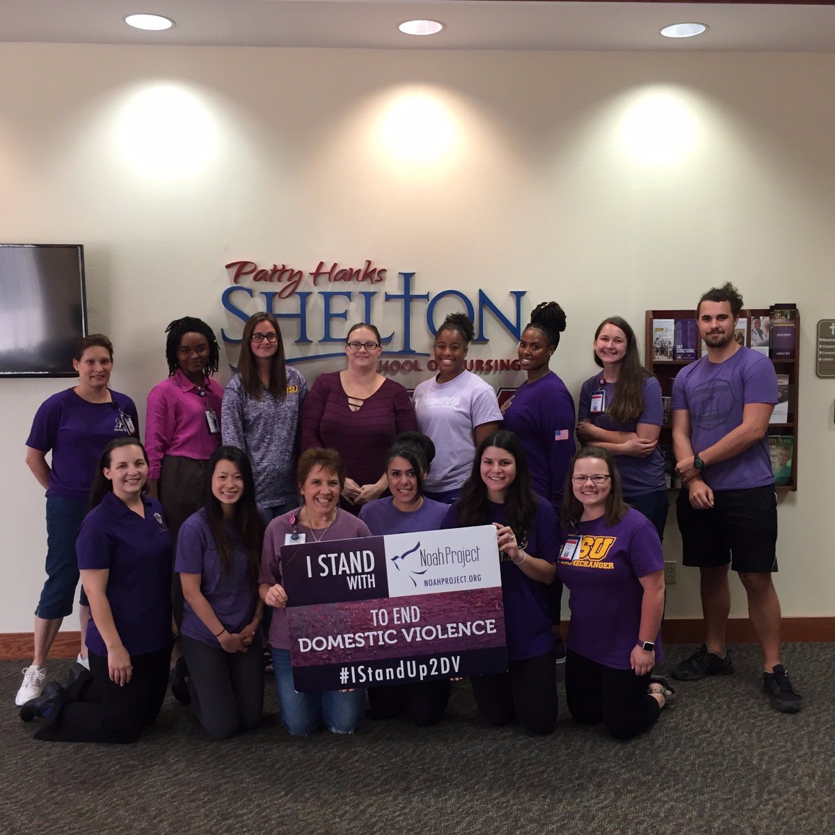 noahproj's tweet photo. Thank you Patty Hanks Shelton School of Nursing for standing with Noah Project against domestic violence! #TxDVAM #NoahProjectGoPurple https://t.co/n53RsWFdpI