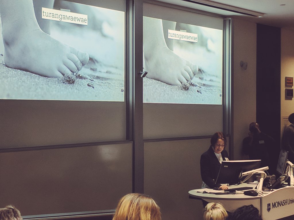 sam__rye's tweet photo. Lisa honours her Kiwi heritage with a mihi + introducing concept of turangawaewae to Australian participants at #CodesignSymposium https://t.co/GxHl3lnXht