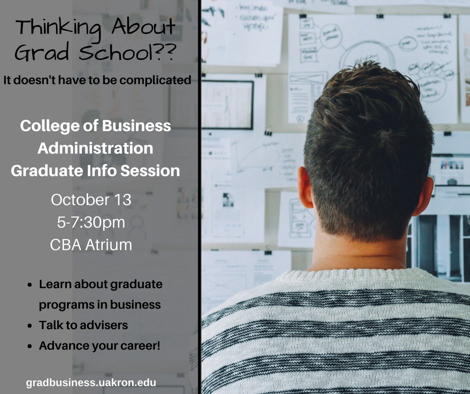 uakronbusiness's tweet photo. Top ranking programs that fit into your life. Join us TOMORROW for the next #gradbusiness info session to learn more https://t.co/0LkptOSrGz https://t.co/KP5bF7tZkJ