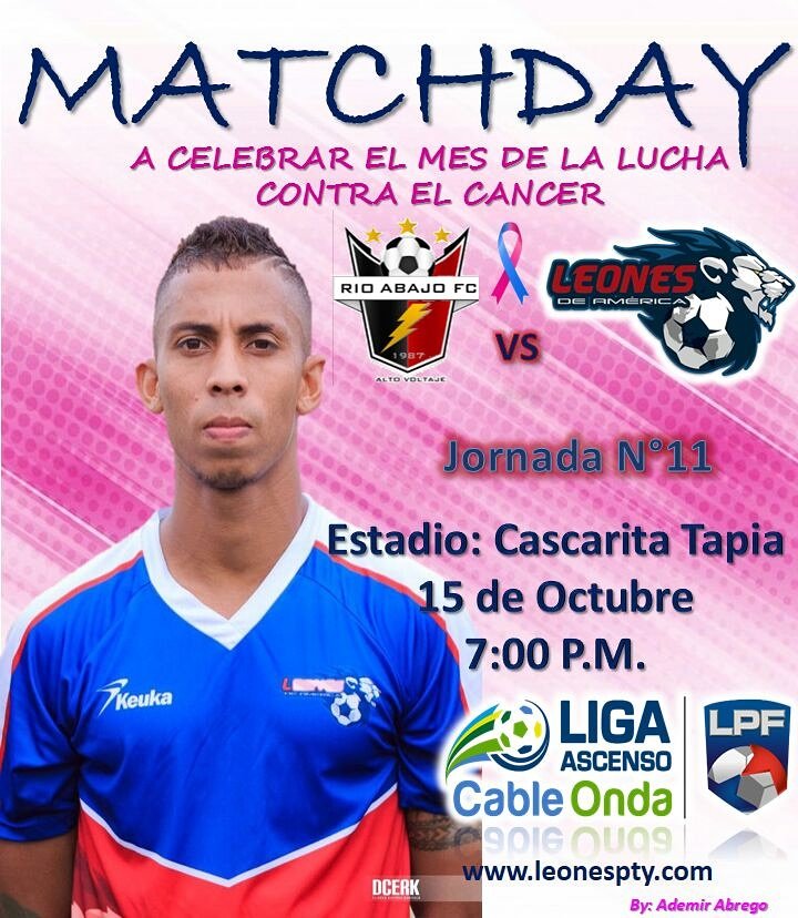 Jornada 11 nos enfrentaremos ante @fcrioabajo 
Estadio Cascarita Tapia 
15 de octubre
7PM.

@ades_abrego