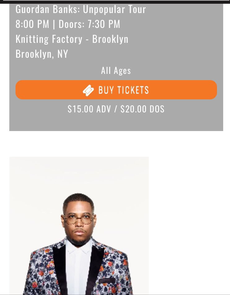 JRB (@jordanrynbailey) on Twitter photo @KnitFactoryBK Website looking 🔥 <a href="/guordan/">Guordan Banks</a> #Brooklyn knittingfactory.com/event/tw-event… @KnitFactoryBK Website looking 🔥 <a href="/guordan/">Guordan Banks</a> #Brooklyn knittingfactory.com/event/tw-event…