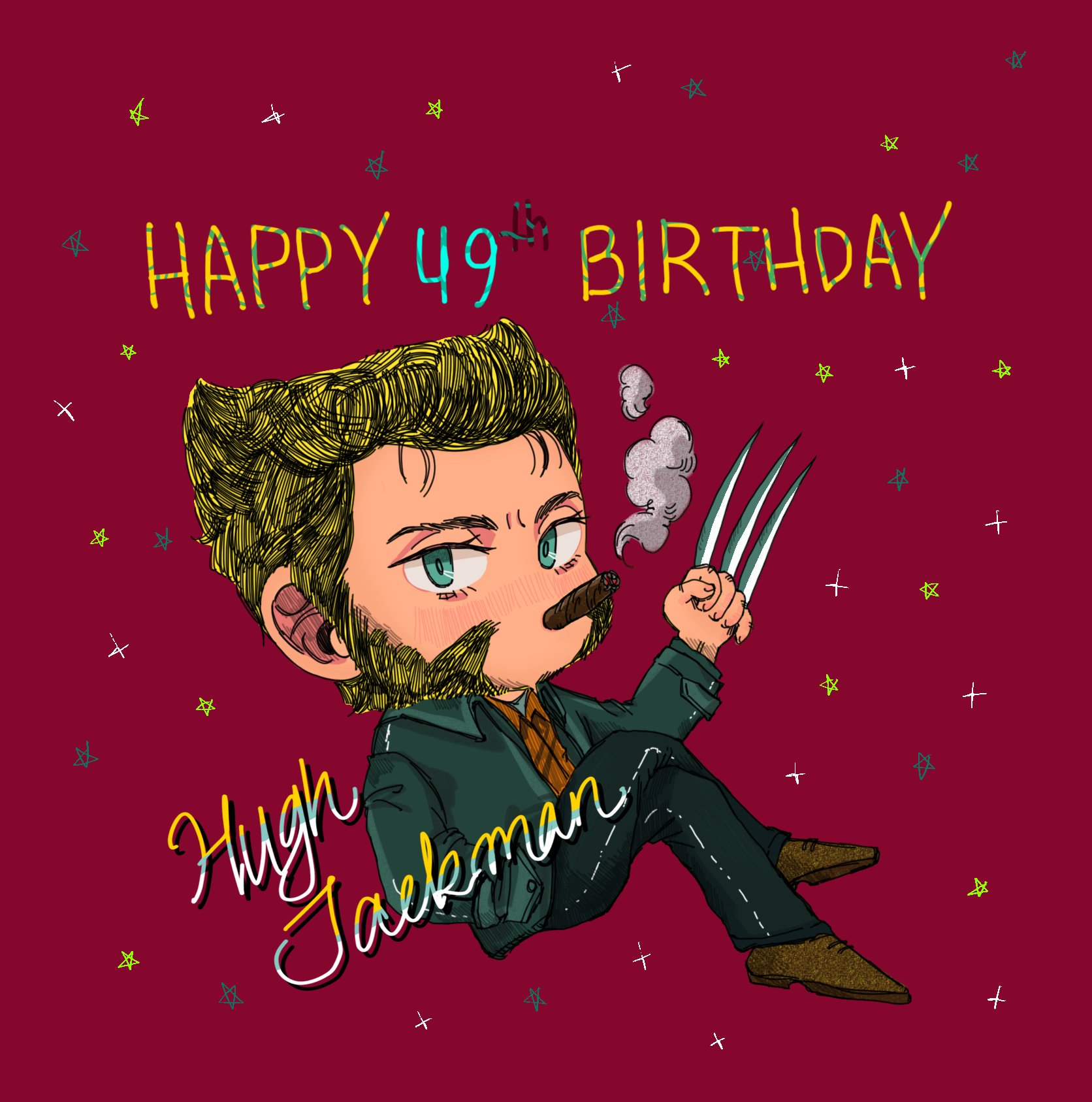    OCT 12TH        (?)            !
HAPPY BIRTHDAY HUGH JACKMAN my one and only Wolverine 