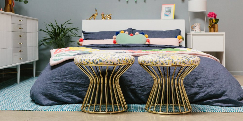 ohjoy's tweet photo. Take two #OhJoyForTarget patterned stools and put them at the foot of your bed for a comfy little bench! https://t.co/DWXPxvfyUz https://t.co/uPAMt0n4Mw