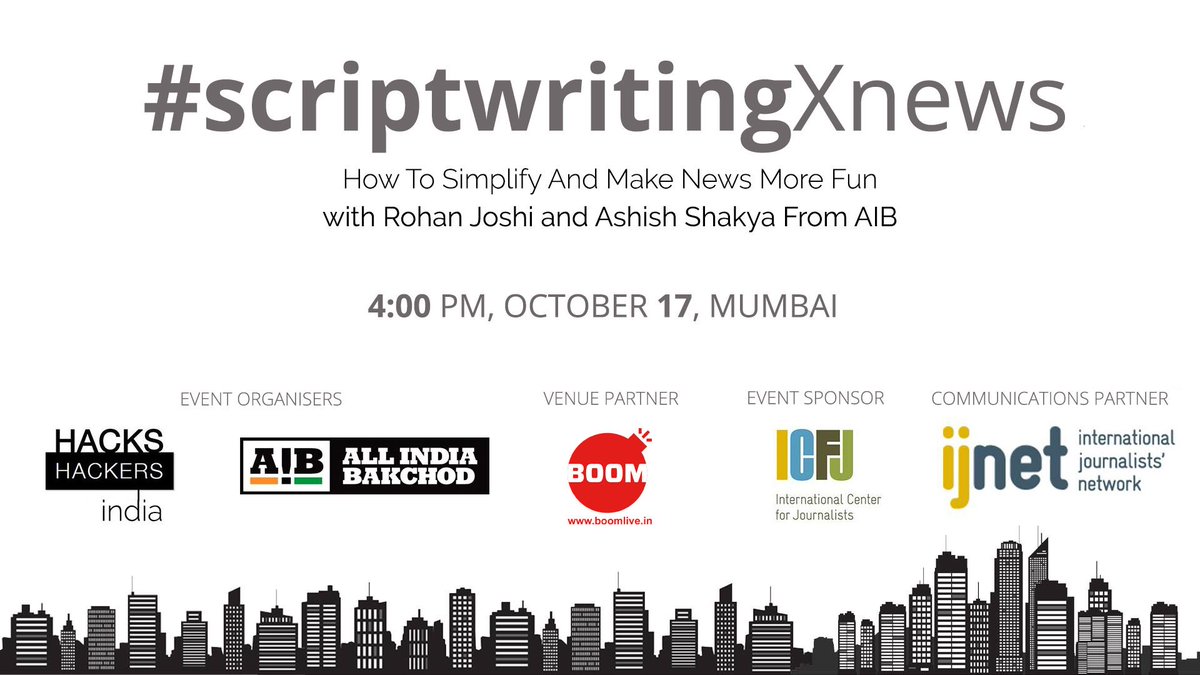 ICFJ's tweet photo. How can journalists tell stories in interesting ways? Sign up for @HacksHackersIN workshop in #Mumbai &amp; learn more. https://t.co/h1FXVXqgT8 https://t.co/qDEvGrtqpo