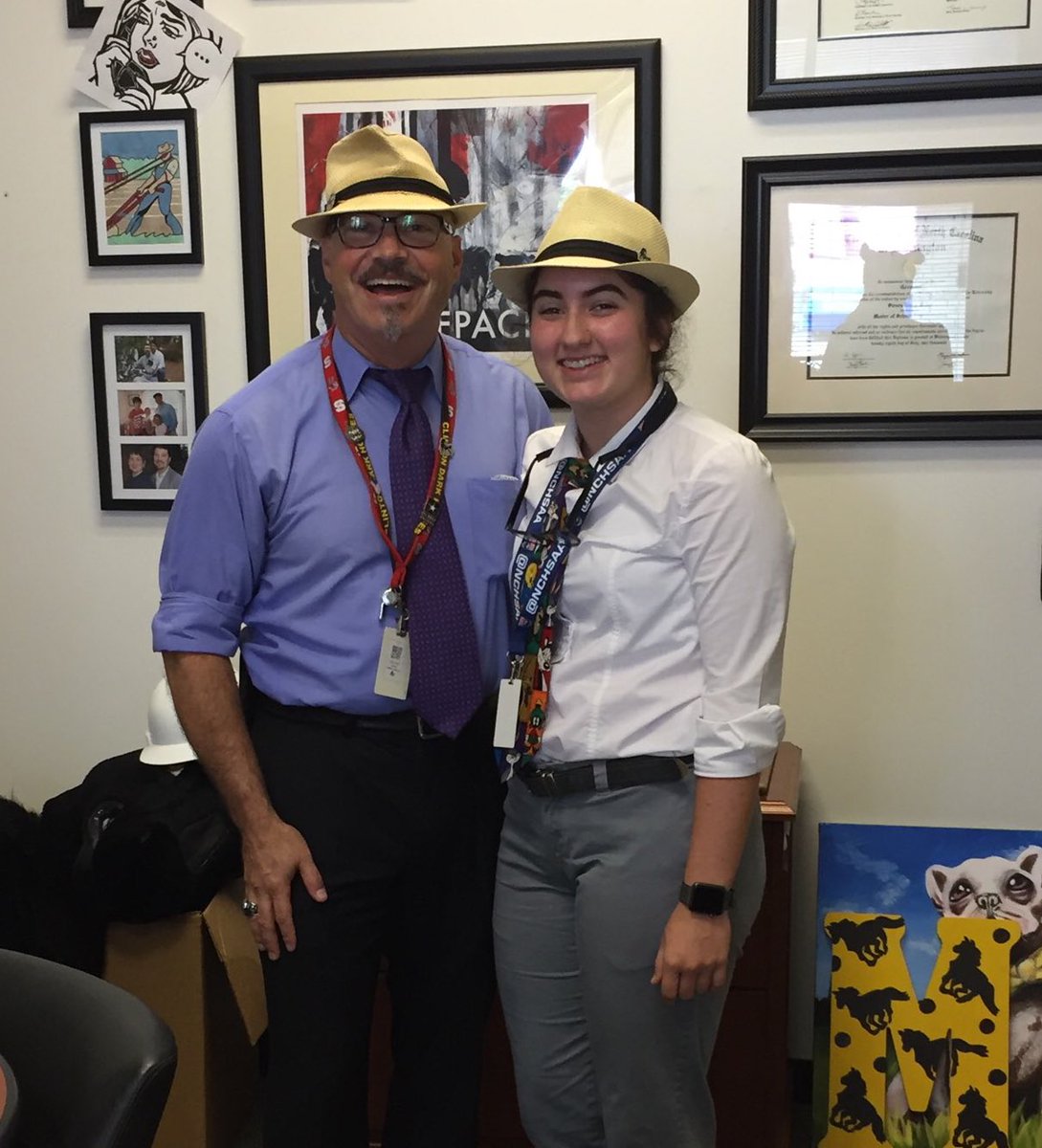 DarkHorseDoc's tweet photo. So my youngest, Naomi, (#CHS2017) impersonated me all day while I was at meetings. #CHSSpiritWeek2K17. Lots of fun! https://t.co/EDHiTm3nST
