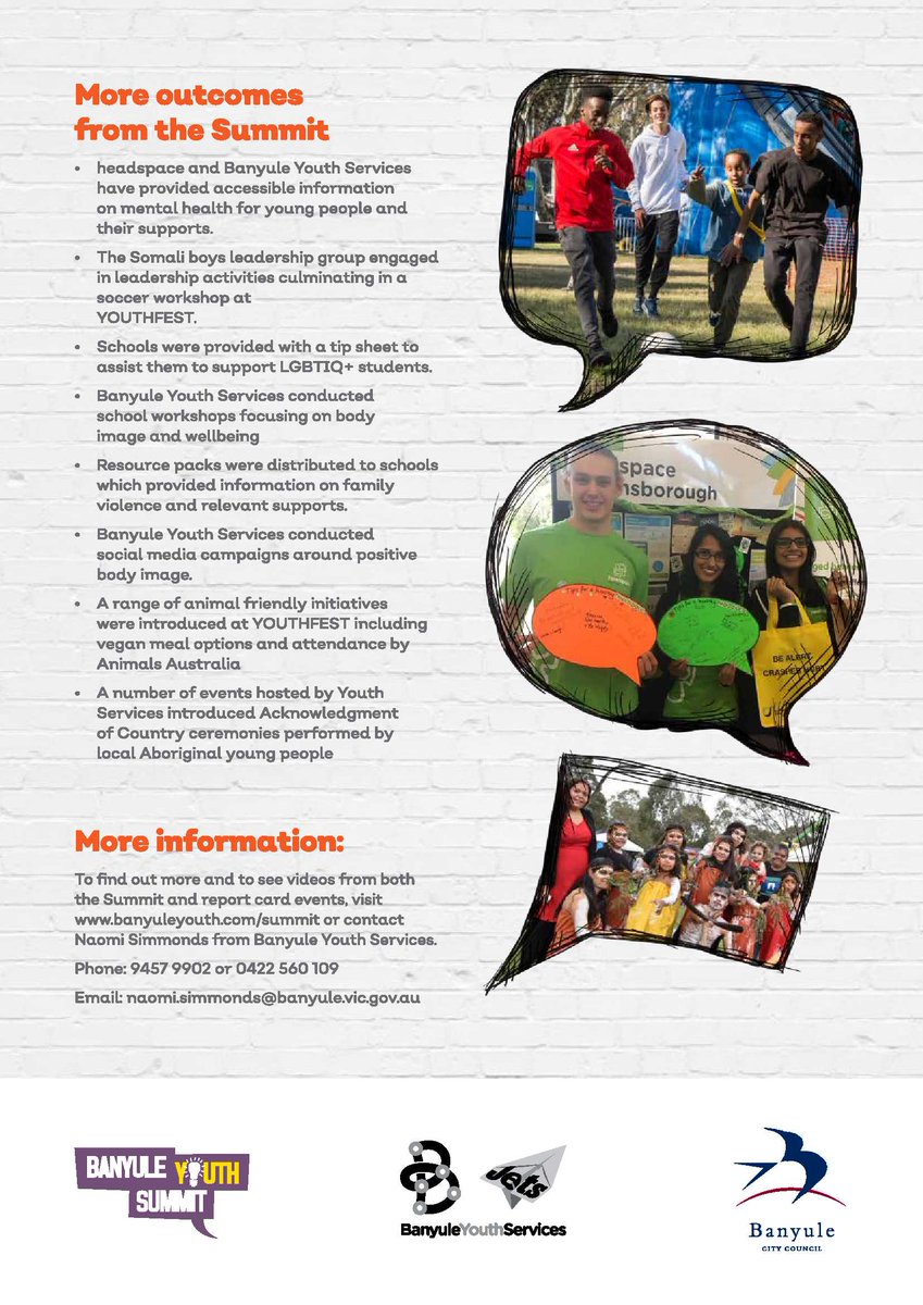 The Banyule Youth Summit Report Card is here! Check out the awesome outcomes below.