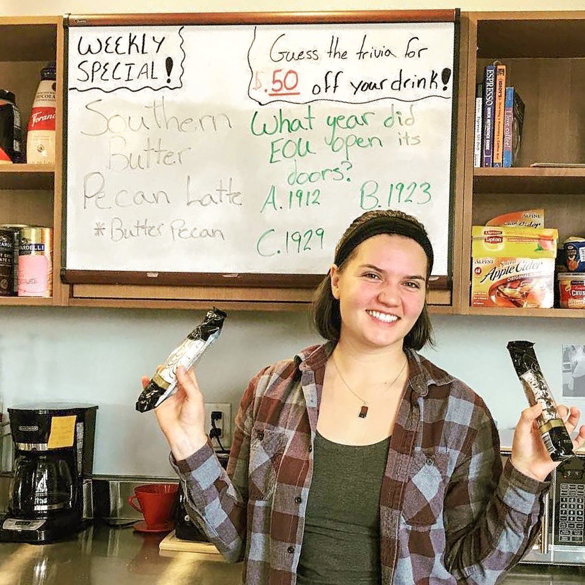 eoumountaineers's tweet photo. #EOUrepost follow @eoucoffee Have you visited EOU coffee on the top floor of Pierce!? βοΈππ #coffee #latte #biscotti #easternoregon #GoEOU https://t.co/zK8Kcfy8uF