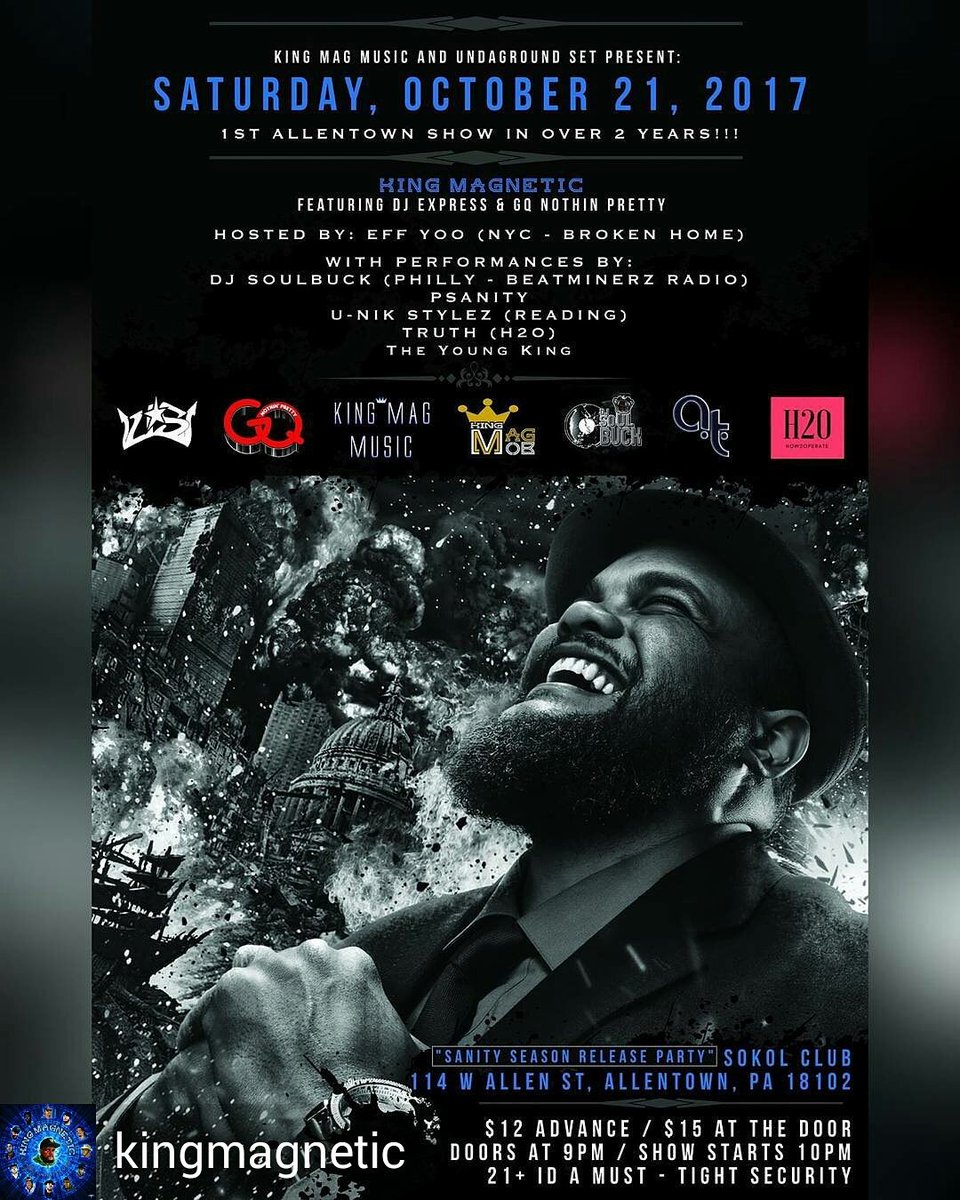 kingmagnetic's tweet photo. 11 days...
#everythinghappens4areason #kingmagnetic #magmob #gqnp #djexpress #djsoulbuck #effyoo #allentown #lehighvalley #sokolsallentown https://t.co/BMUzzDZTKe