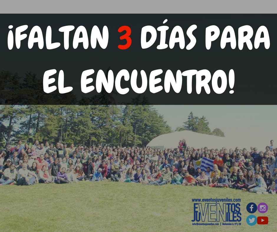 EvJuveniles's tweet photo. ¡Solo 3 días! ¿Ya te inscribiste? ¿No pagaste todavía? ¿Qué estás esperando? ¡Falta muuuy poco! #ENJ2017 https://t.co/FxB5QCovk6