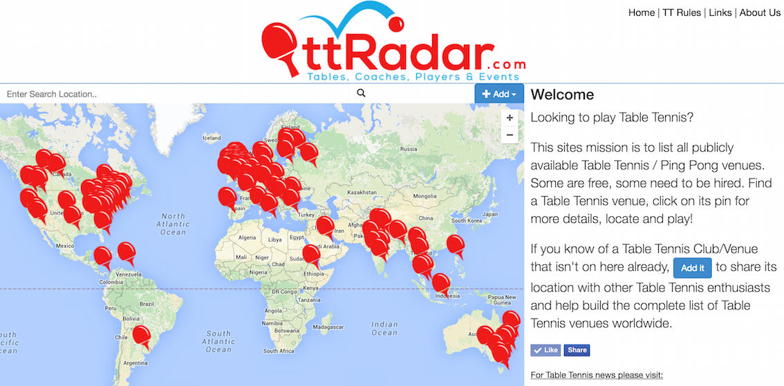 I love #tabletennis &amp; after struggling to find clubs I created ttRadar.com , goto site for venues