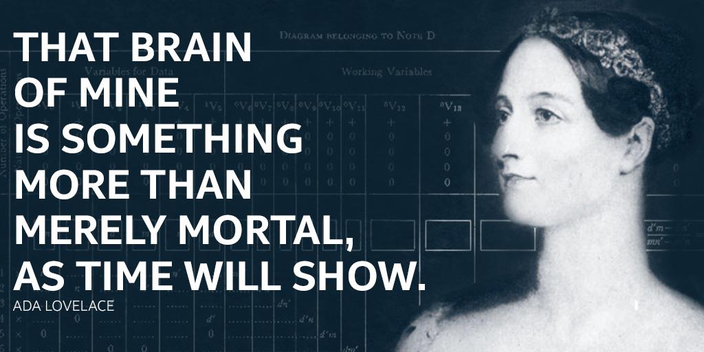 intel's tweet photo. Ada "The Enchantress of Numbers" Lovelace, the world's first computer programmer. (She was right.) #AdaLovelaceDay #WomenInTech #AI https://t.co/v38Abi0cGC