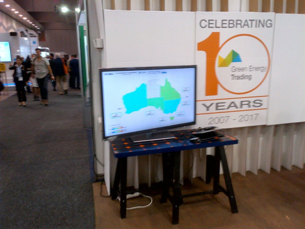 also on display at <a href="/GreenEnergyTrad/">Green Energy Trading</a> stand at #AllEnergyAU is the <a href="/energyvoiceau/">Energy Consumers Australia</a> <a href="/NEMWatchAU/">NEM-Watch</a> consumption widget
