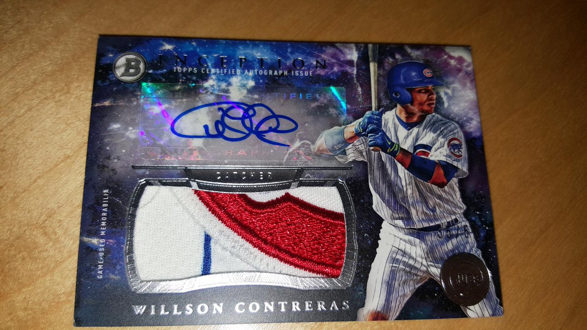 MLB's tweet image. Hard to find a catcher who rakes more than @WContreras40.

RT this, and you could win his autographed jumbo patch card from @BowmanCards.